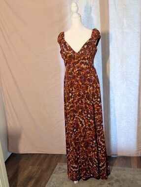 Katia Rae Multi-Print V-Neck Maxi Dress